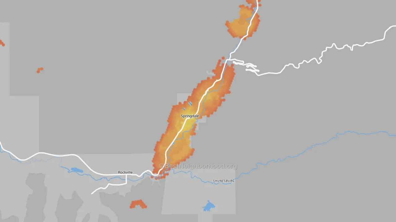 Bike Grade map of Springdale, UT