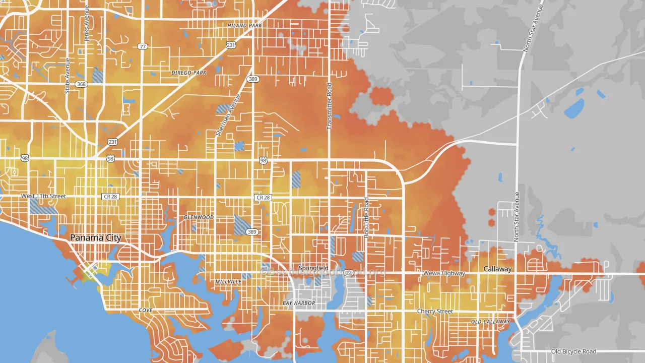 Bike Grade map of Springfield, FL