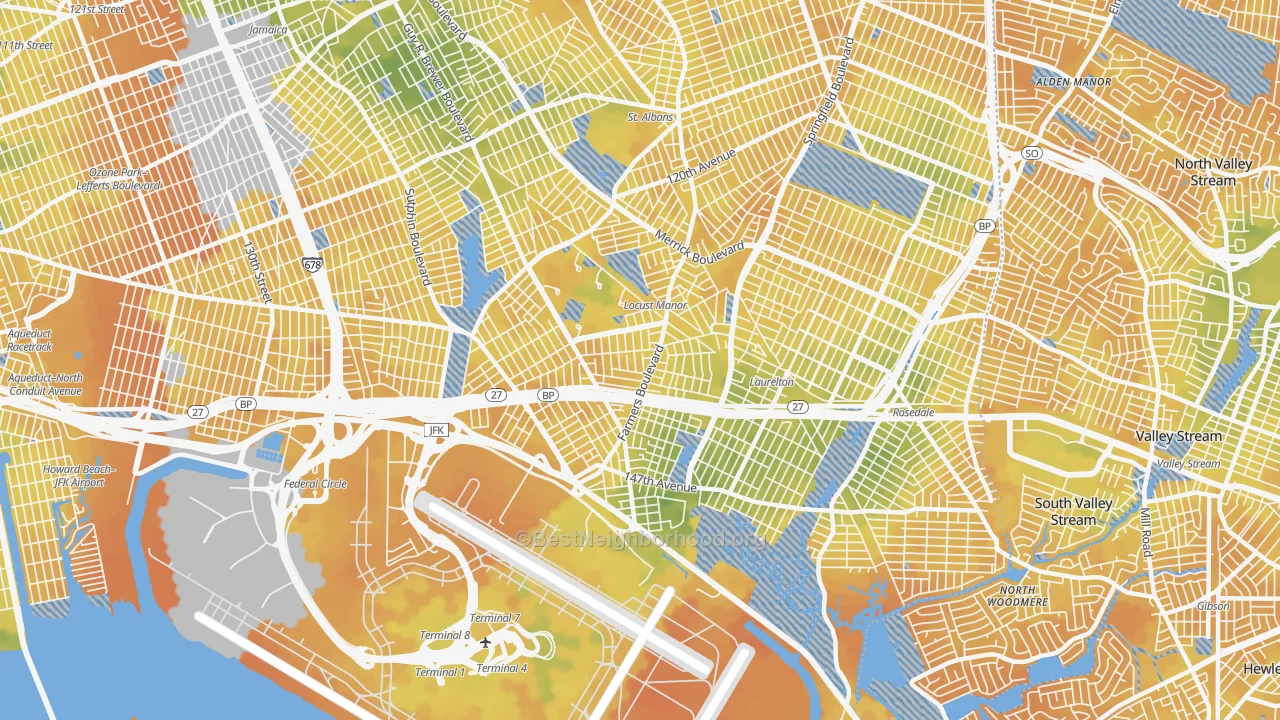 Bike Grade map of Springfield Gardens, Queens, NY