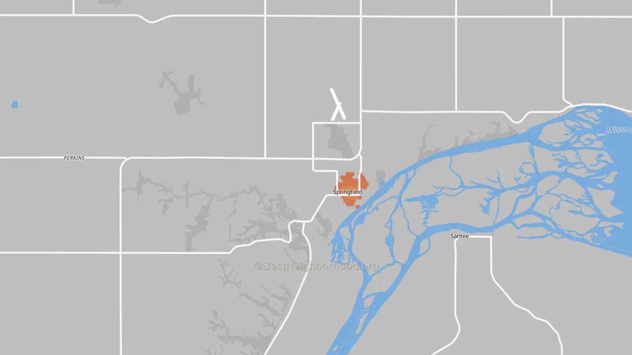 Bike Grade map of Springfield, SD