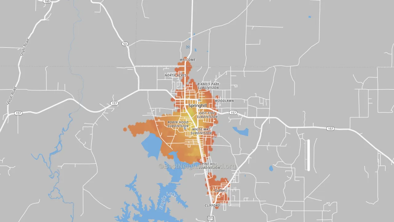Bike Grade map of Springhill, LA