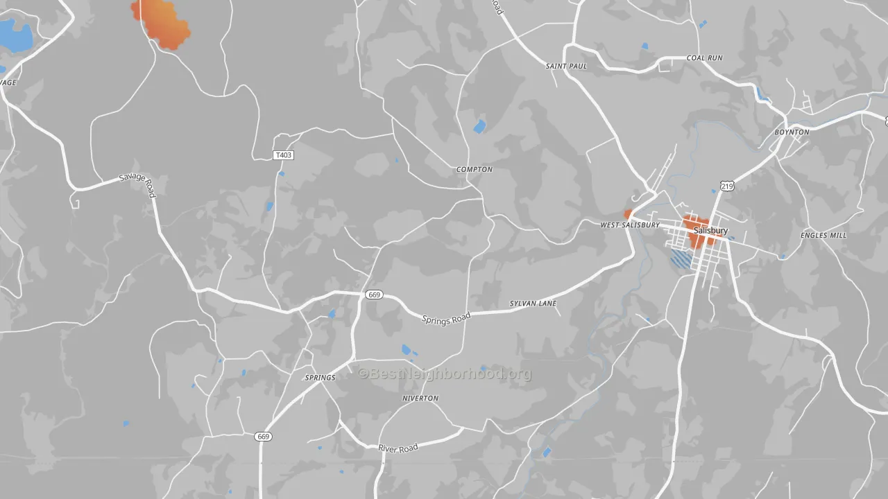 Bike Grade map of Springs, PA