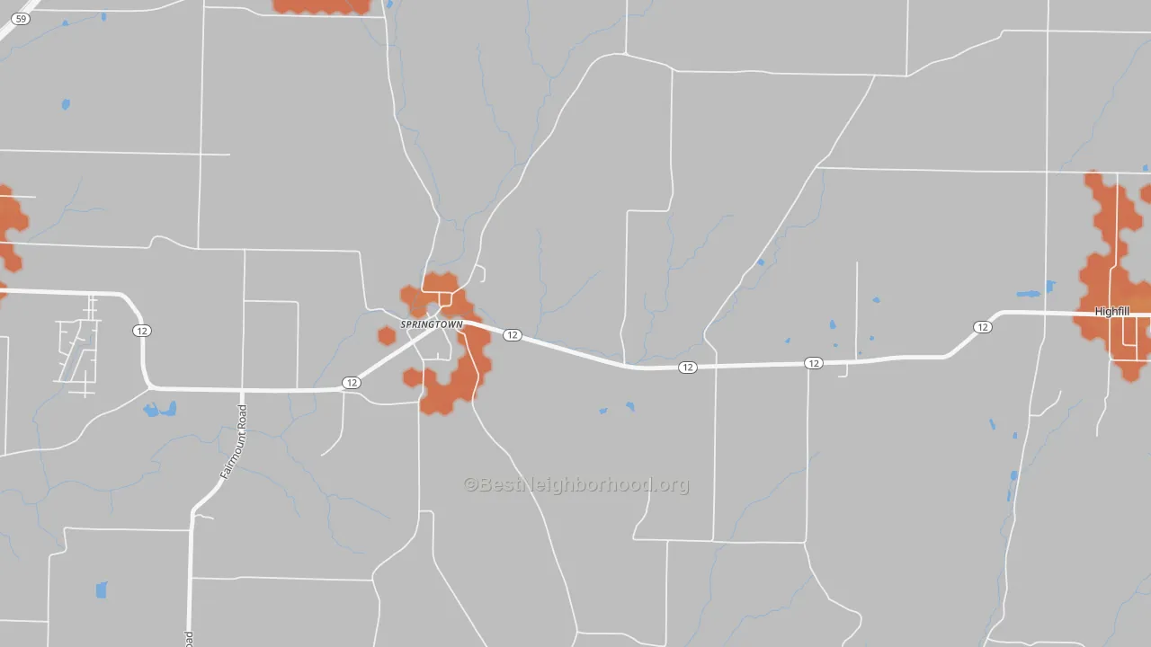Bike Grade map of Springtown, AR