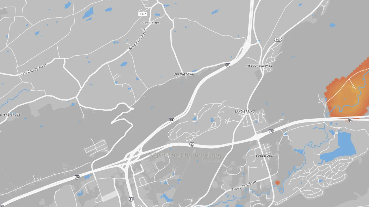 Bike Grade map of Springtown, PA