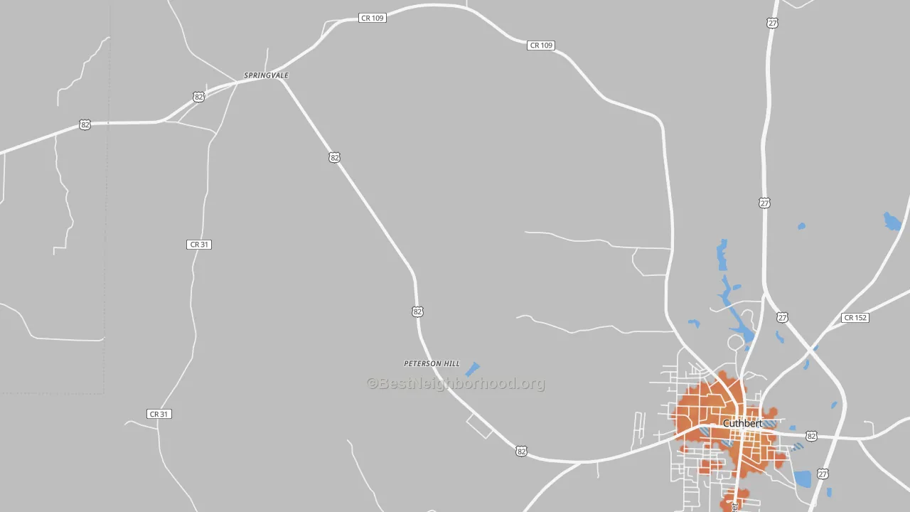Bike Grade map of Springvale, GA