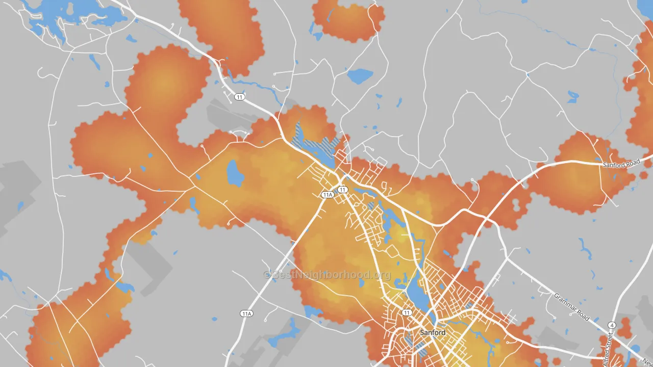 Bike Grade map of Springvale, ME