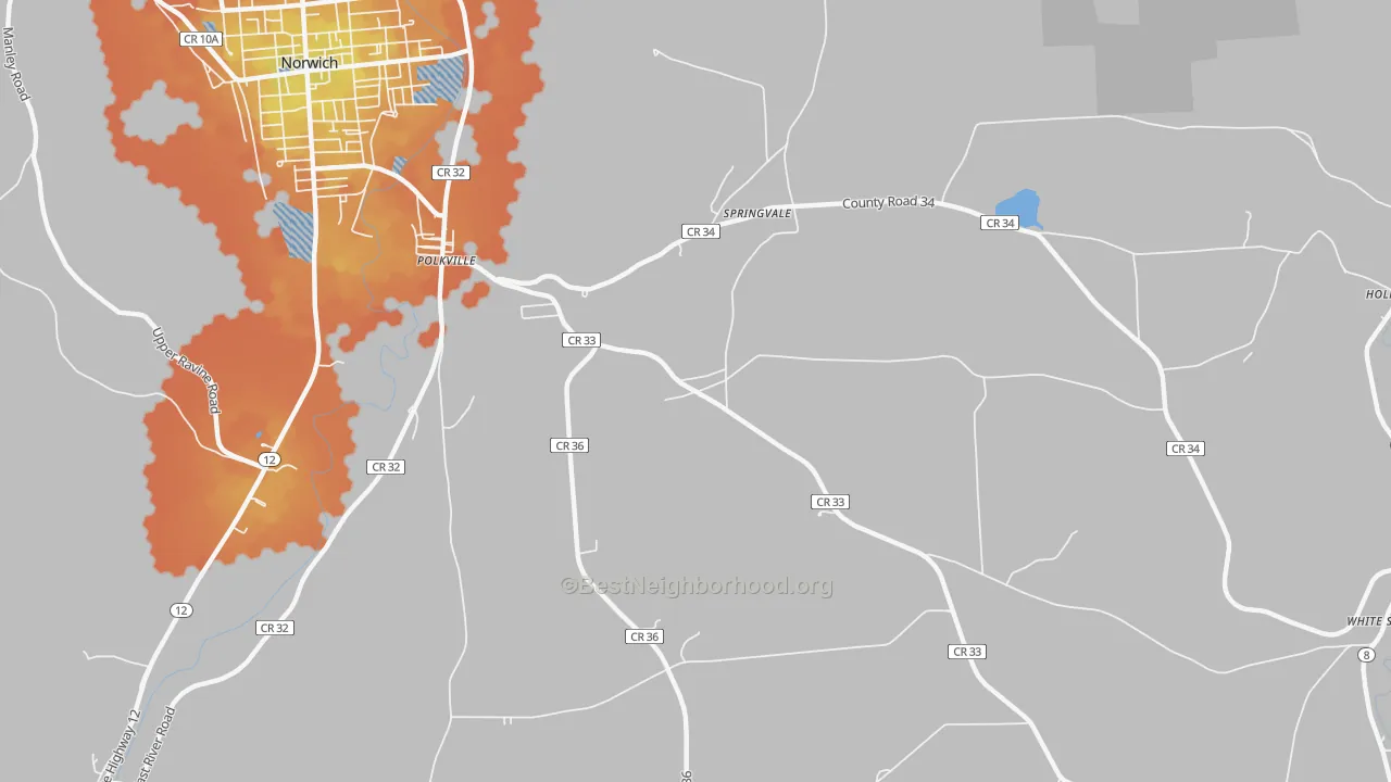 Bike Grade map of Springvale, NY