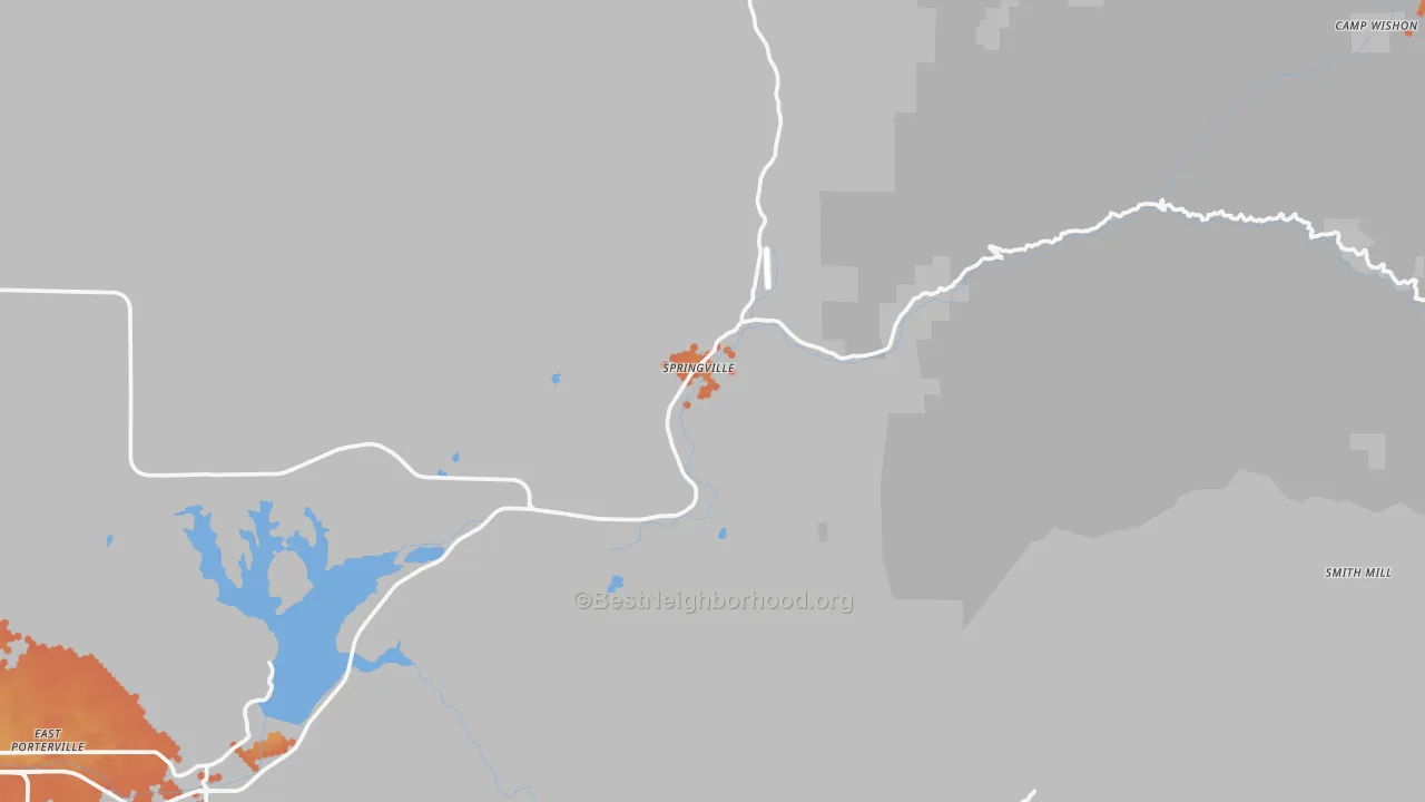 Bike Grade map of Springville, CA