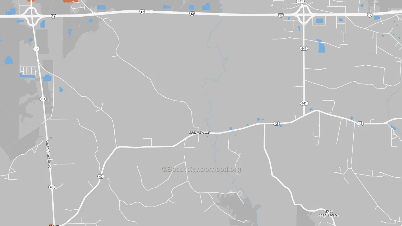 Bike Grade map of Springville, LA
