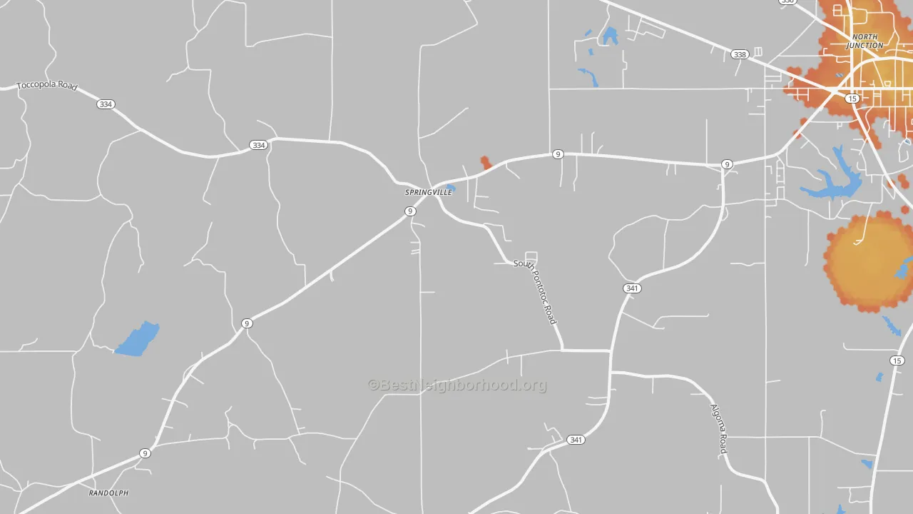 Bike Grade map of Springville, MS
