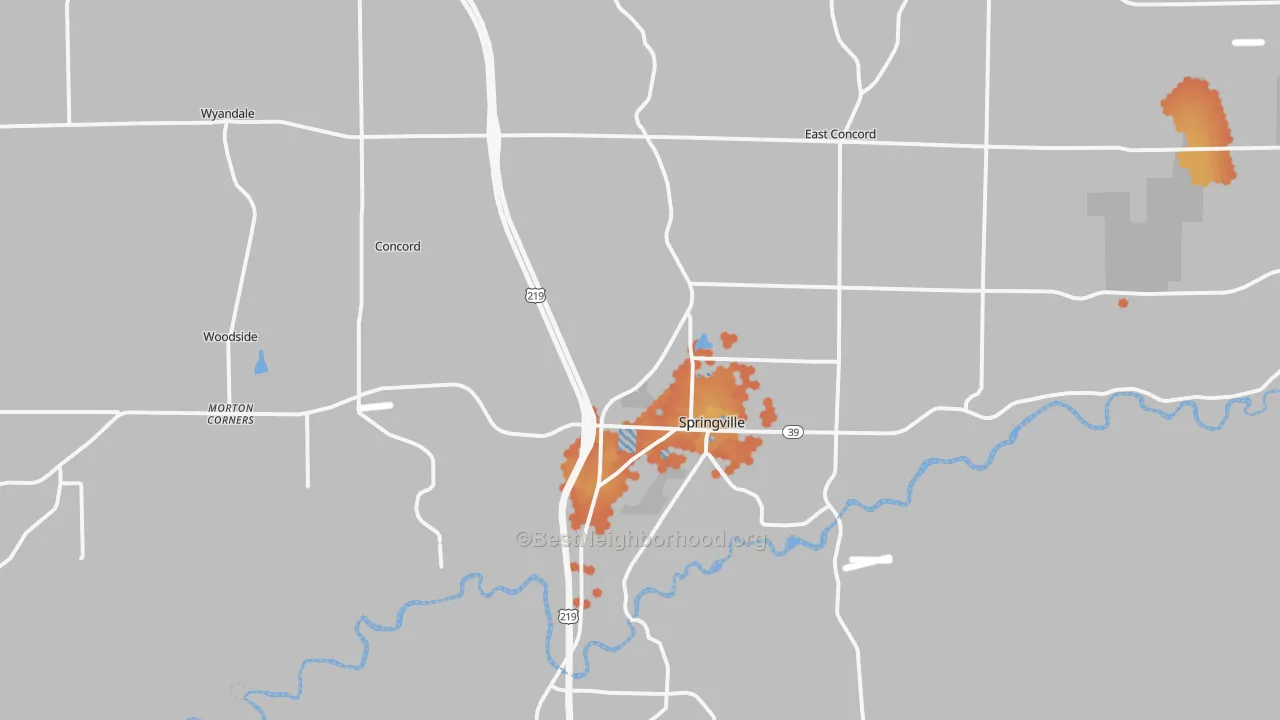 Bike Grade map of Springville, NY