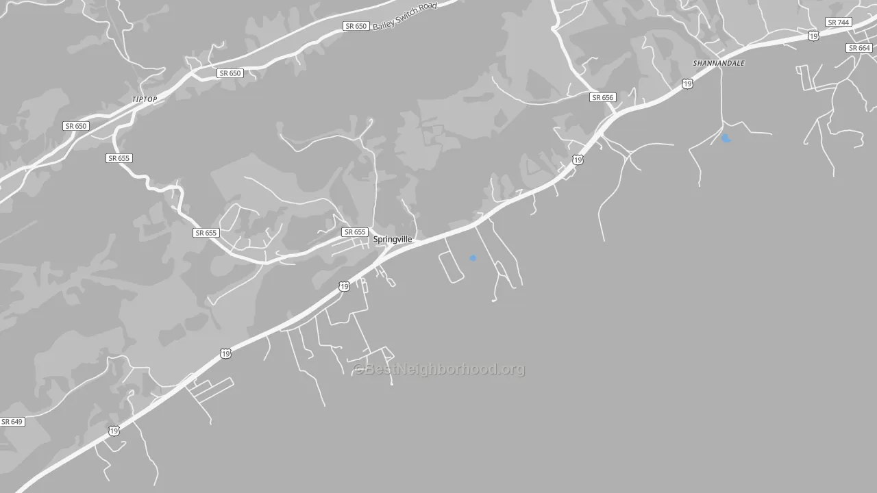 Bike Grade map of Springville, VA