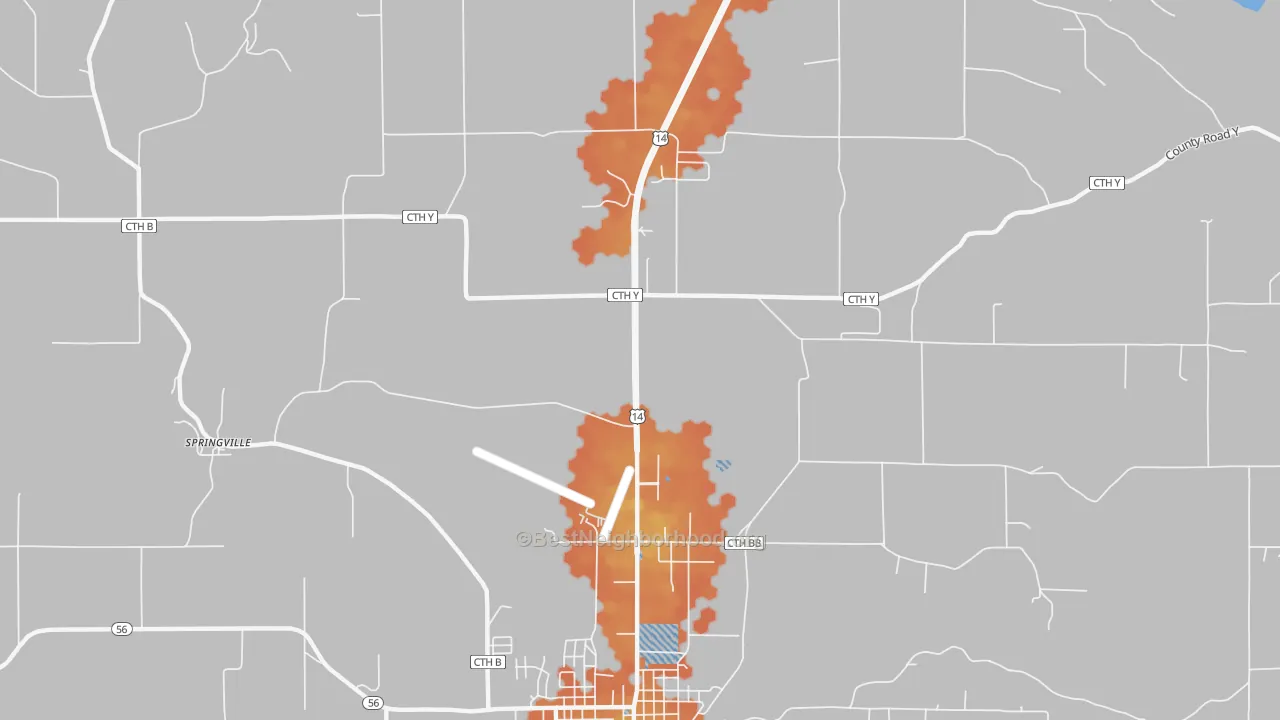 Bike Grade map of Springville, WI