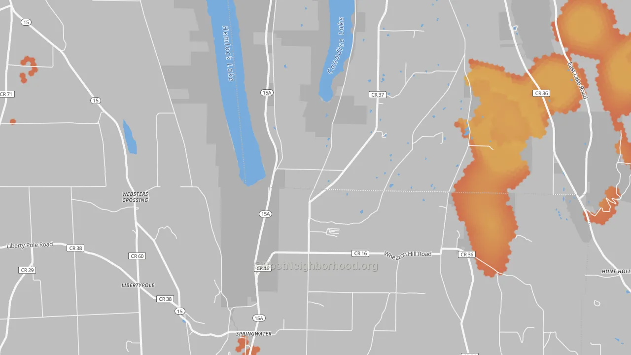 Bike Grade map of Springwater, NY