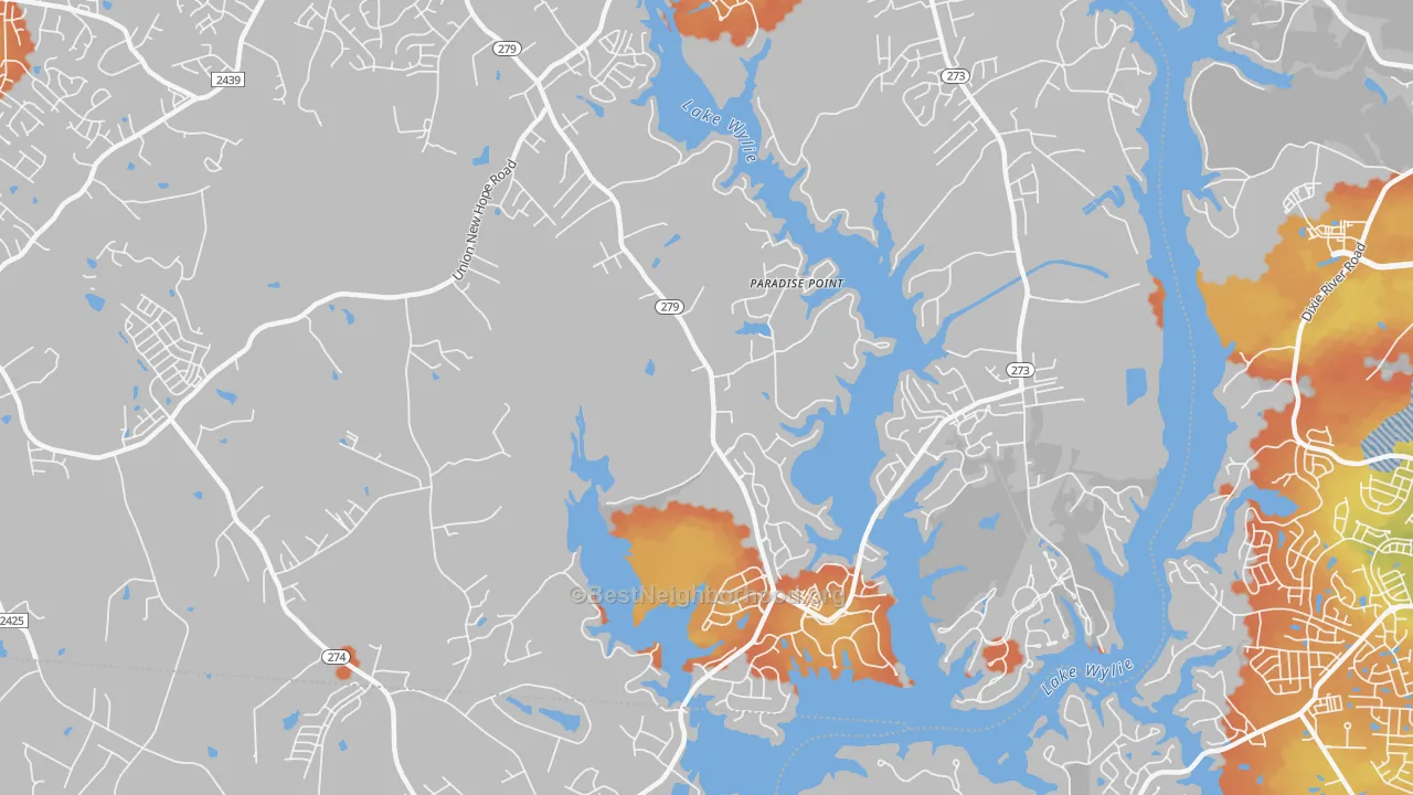 Bike Grade map of Springwood, NC