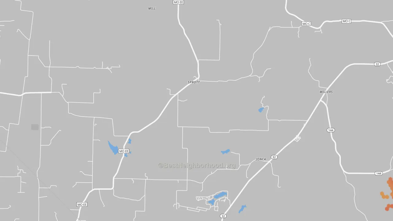 Bike Grade map of Sprott, MO