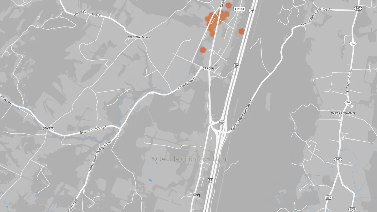Bike Grade map of Sproul, PA