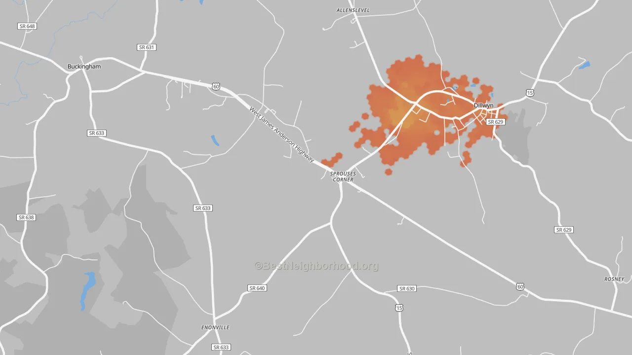 Bike Grade map of Sprouses Corner, VA