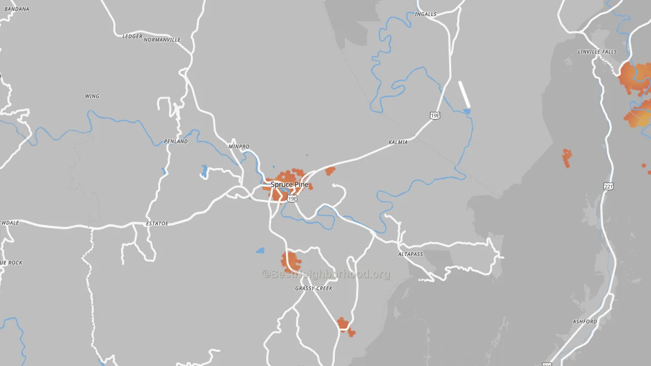 Bike Grade map of Spruce Pine, NC