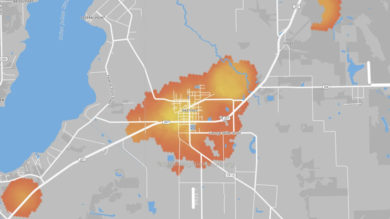 Bike Grade map of Spuds, FL