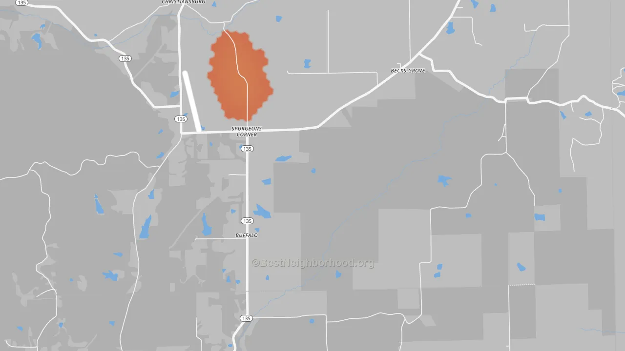 Bike Grade map of Spurgeons Corner, IN