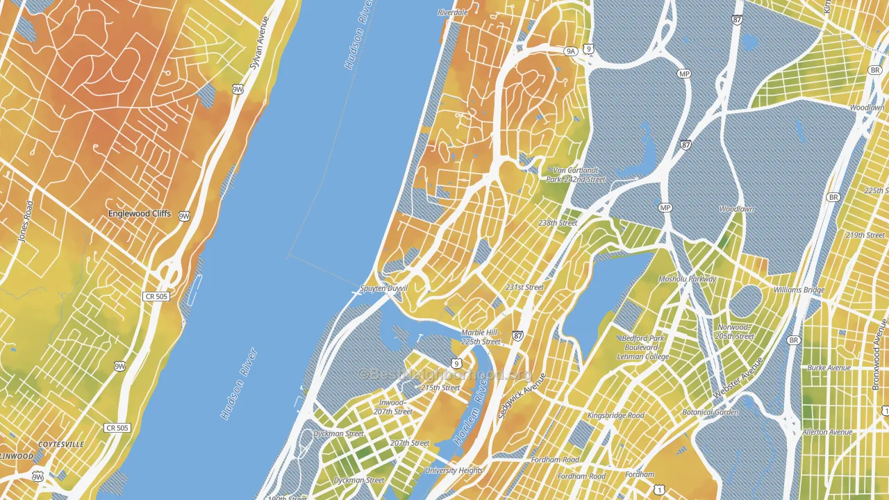 Bike Grade map of Spuyten Duyvil, Bronx, NY