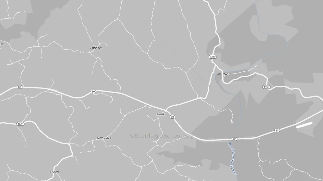 Bike Grade map of Squib, KY