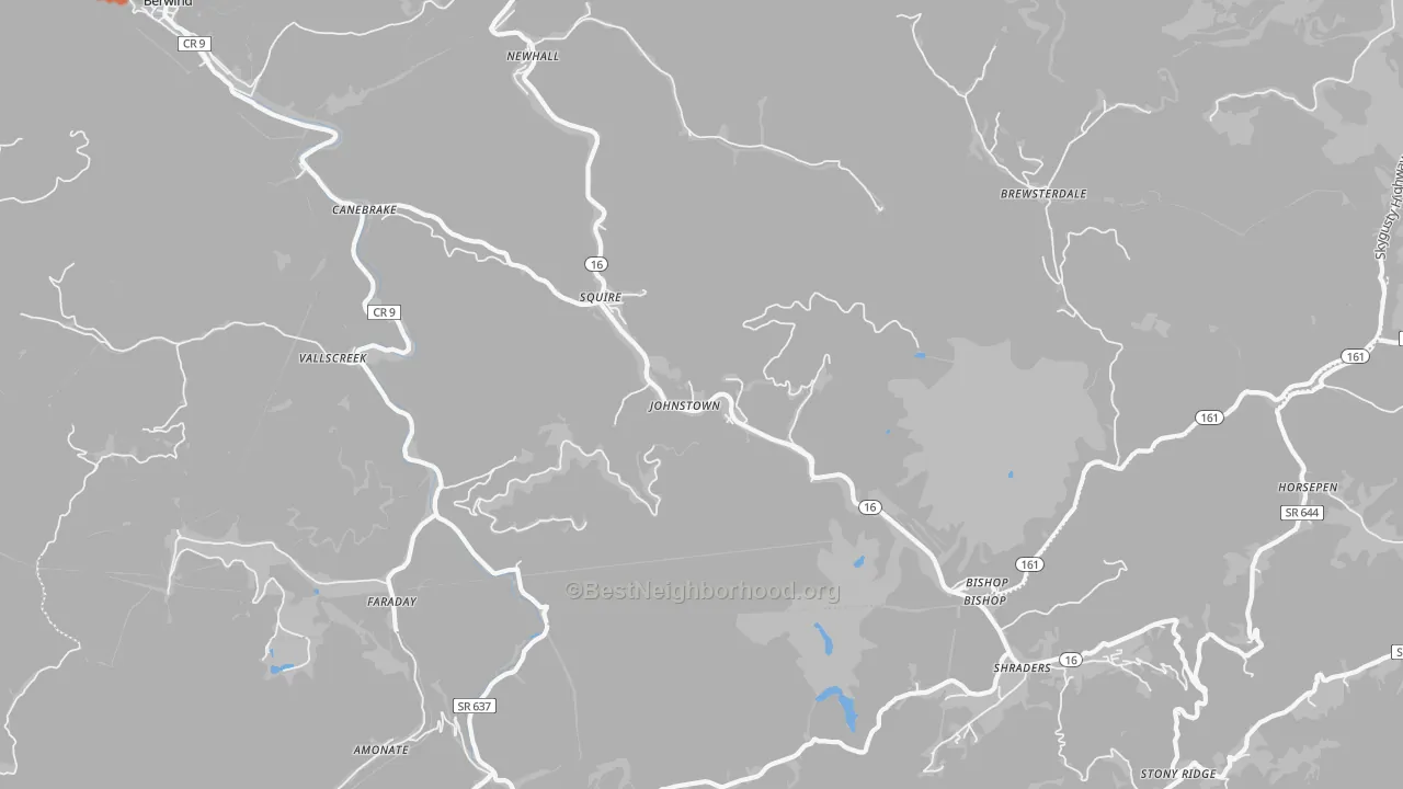 Bike Grade map of Squire, WV