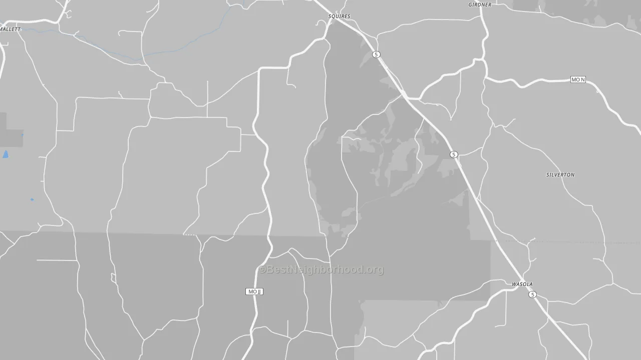 Bike Grade map of Squires, MO