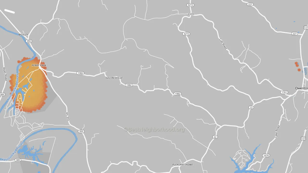 Bike Grade map of Squiresville, KY