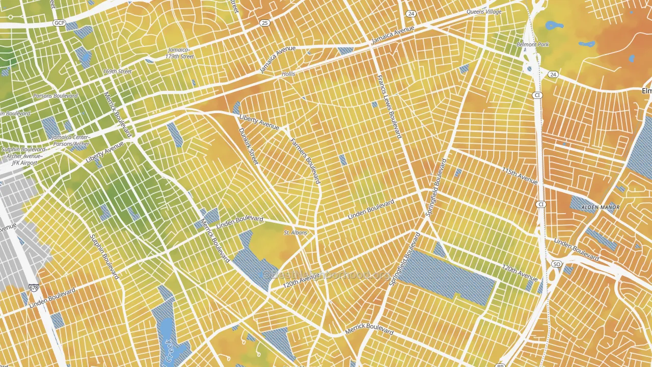 Bike Grade map of St Albans, Queens, NY