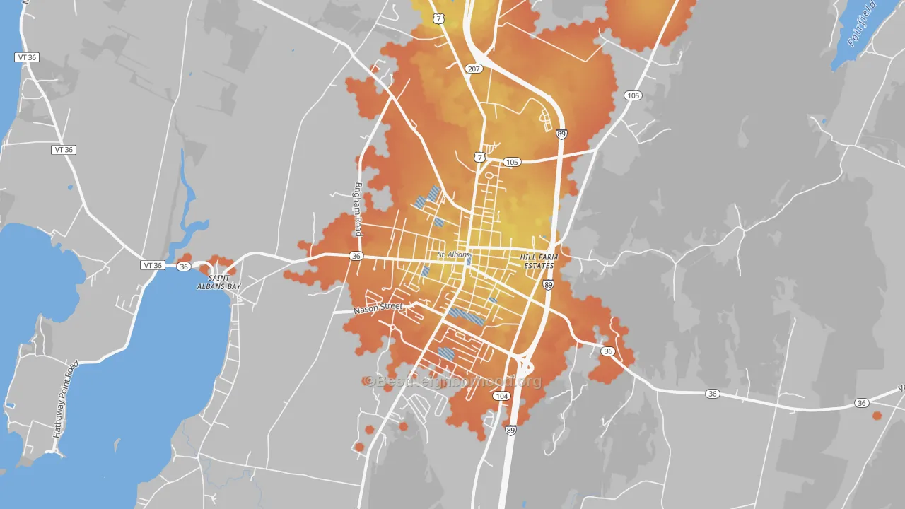 Bike Grade map of St. Albans, VT