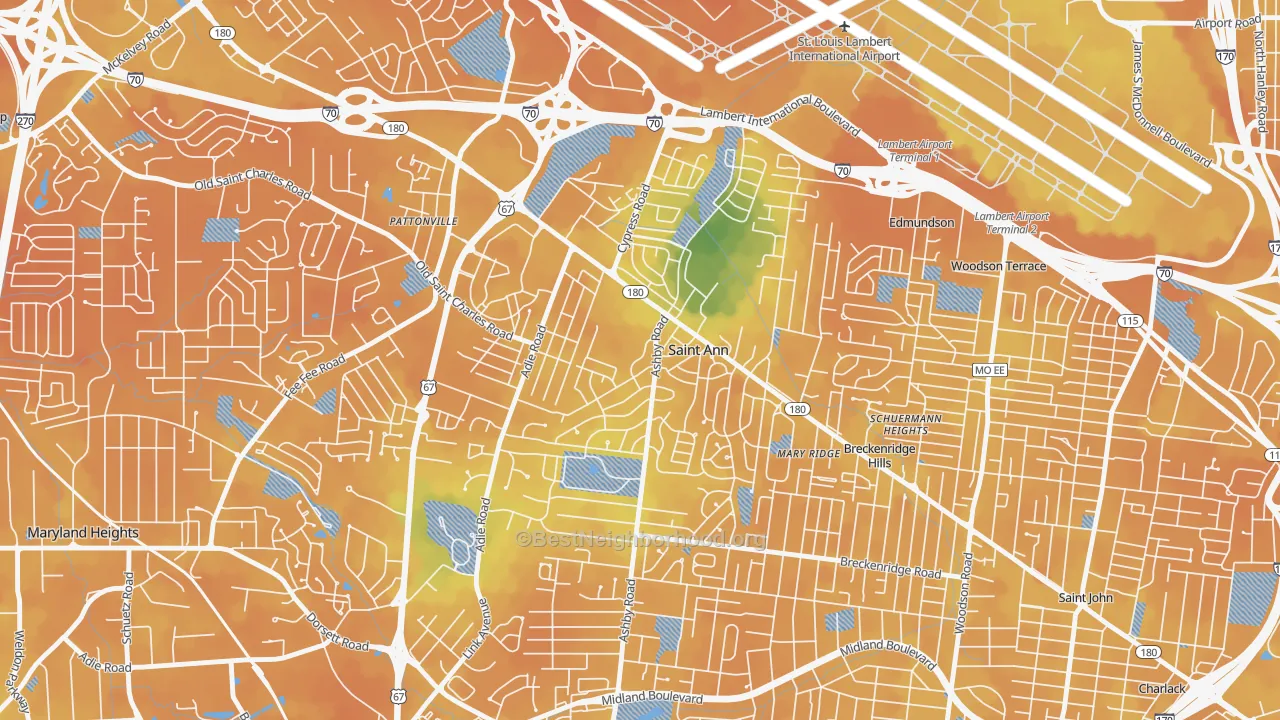 Bike Grade map of St. Ann, MO
