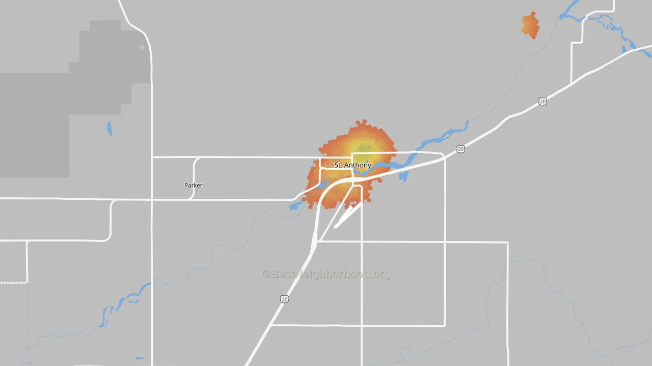 Bike Grade map of St. Anthony, ID