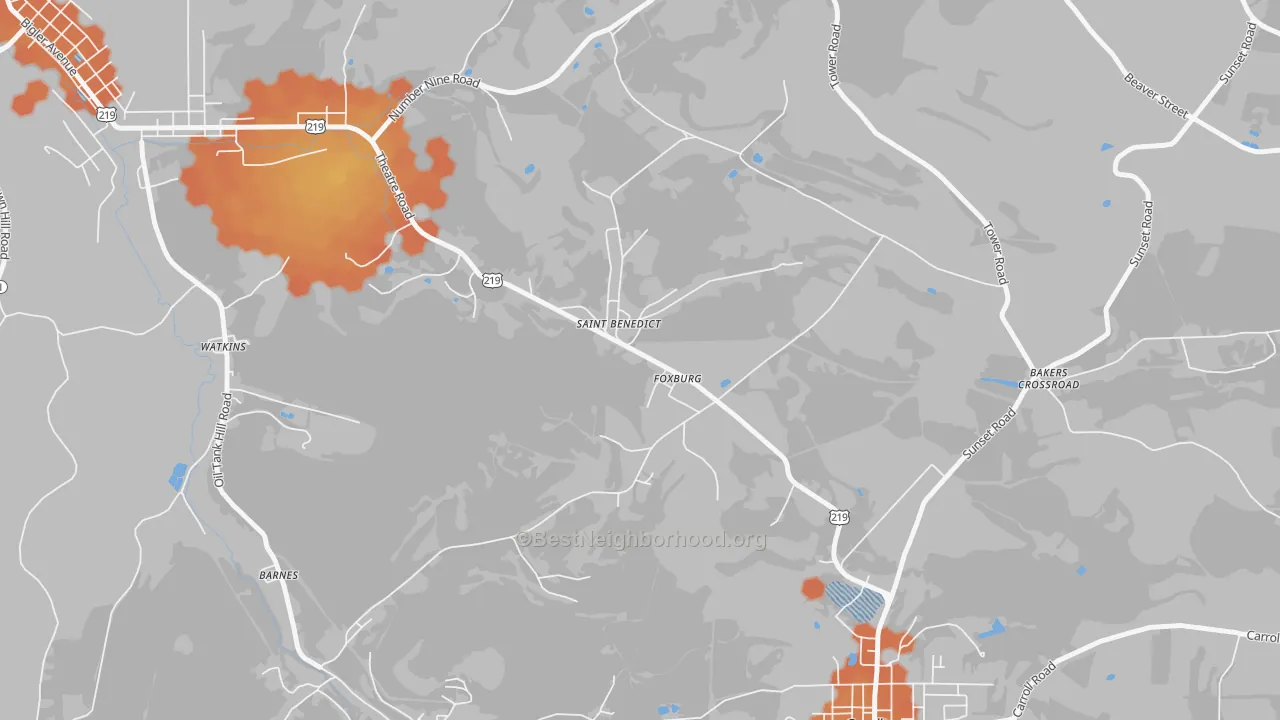 Bike Grade map of St. Benedict, PA