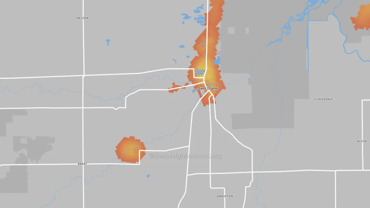 Bike Grade map of St. Charles, MI