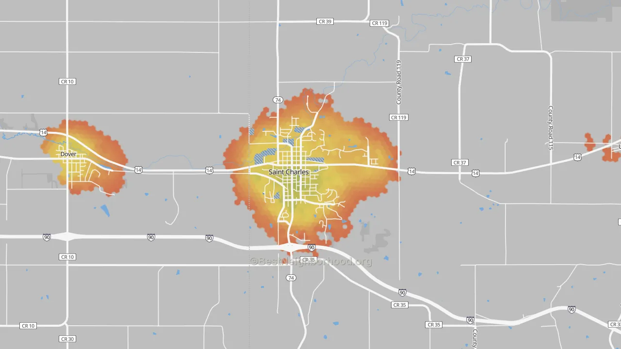 Bike Grade map of St. Charles, MN