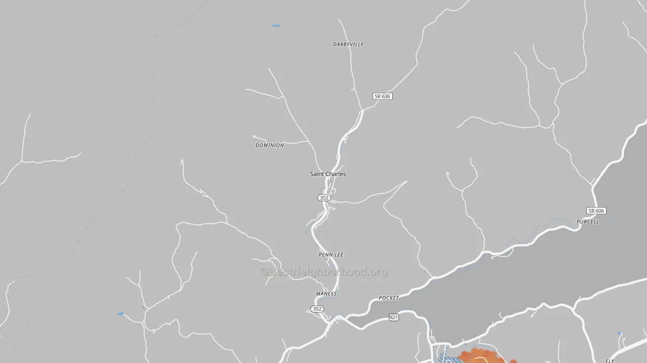 Bike Grade map of St. Charles, VA