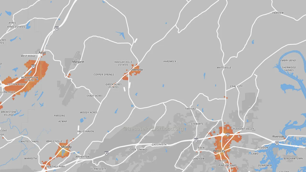 Bike Grade map of St. Clair County, AL