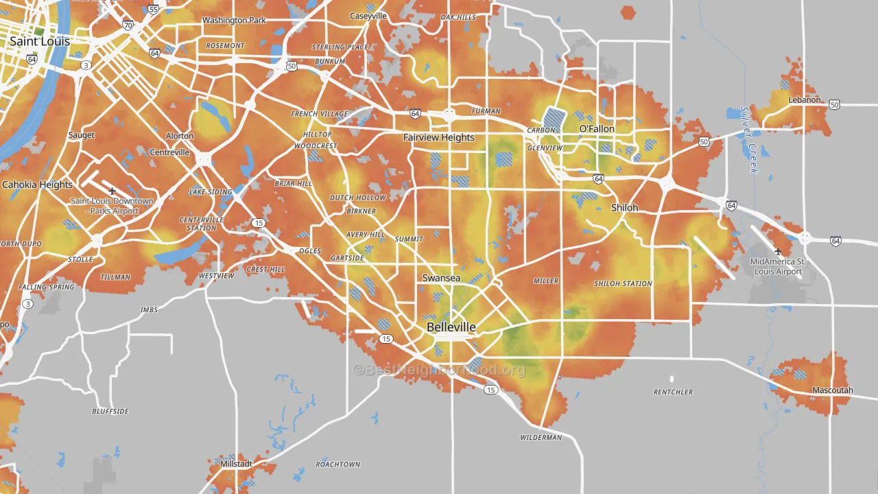 Bike Grade map of St. Clair County, IL