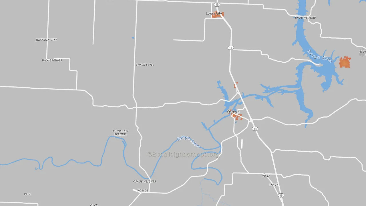 Bike Grade map of St. Clair County, MO