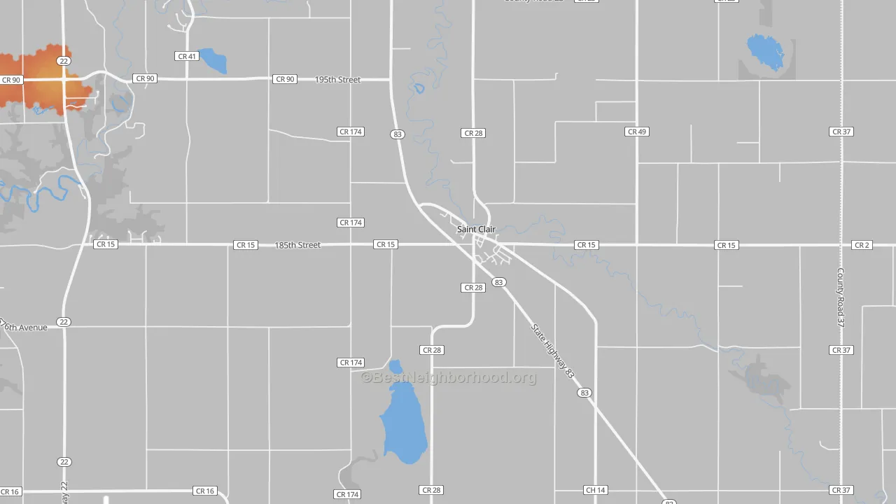 Bike Grade map of St. Clair, MN