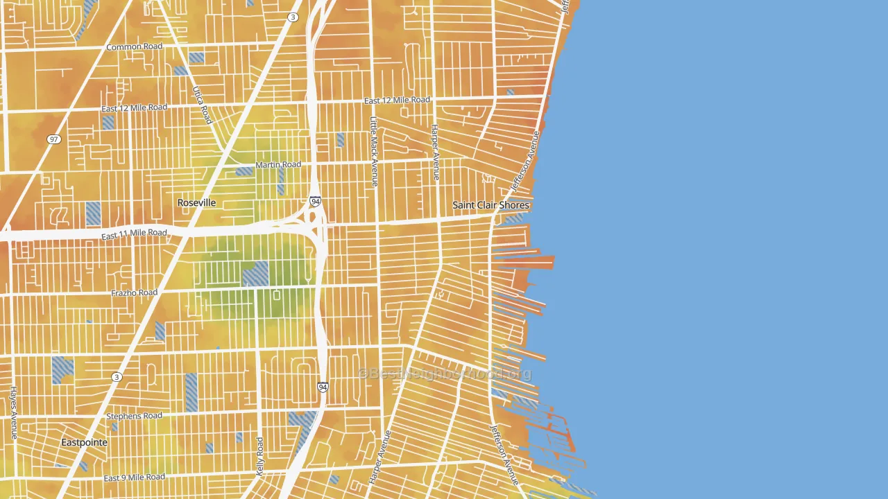 Bike Grade map of St. Clair Shores, MI