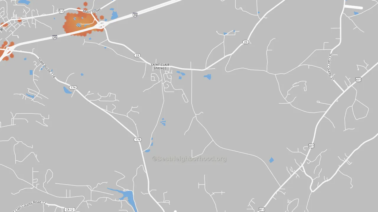 Bike Grade map of St. Clair Springs, AL