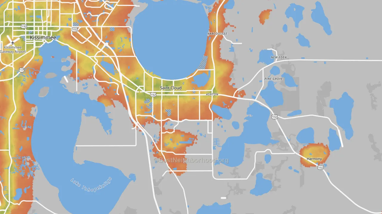 Bike Grade map of St. Cloud, FL