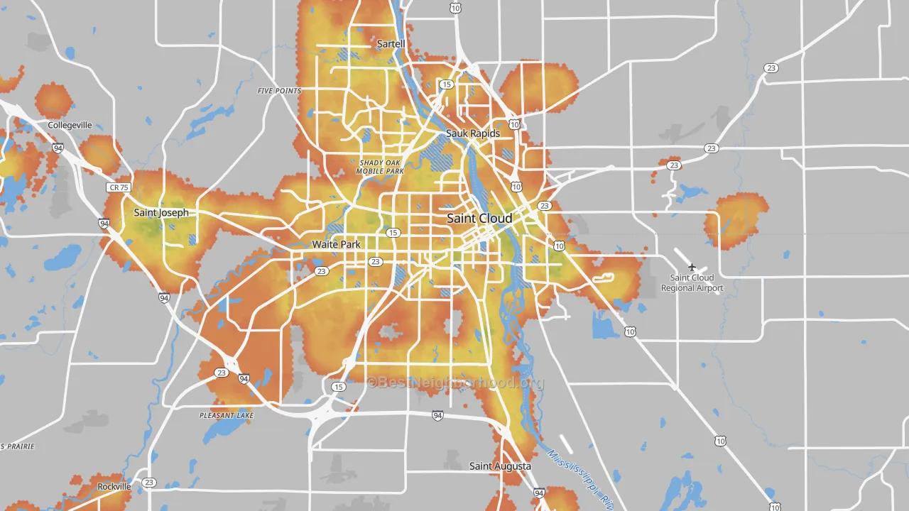 Bike Grade map of St. Cloud, MN