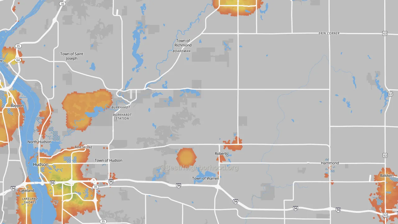 Bike Grade map of St. Croix County, WI