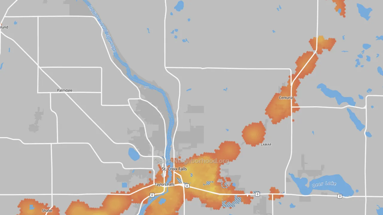 Bike Grade map of St. Croix Falls, WI