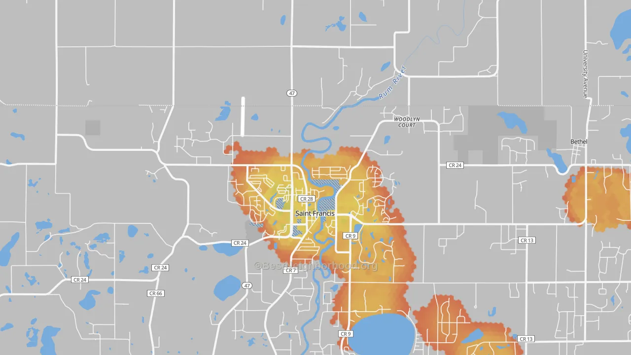 Bike Grade map of St. Francis, MN