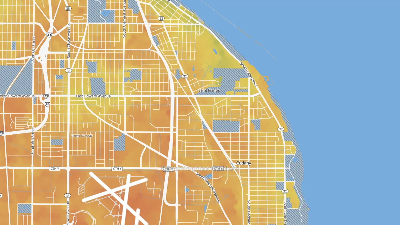 Bike Grade map of St. Francis, WI